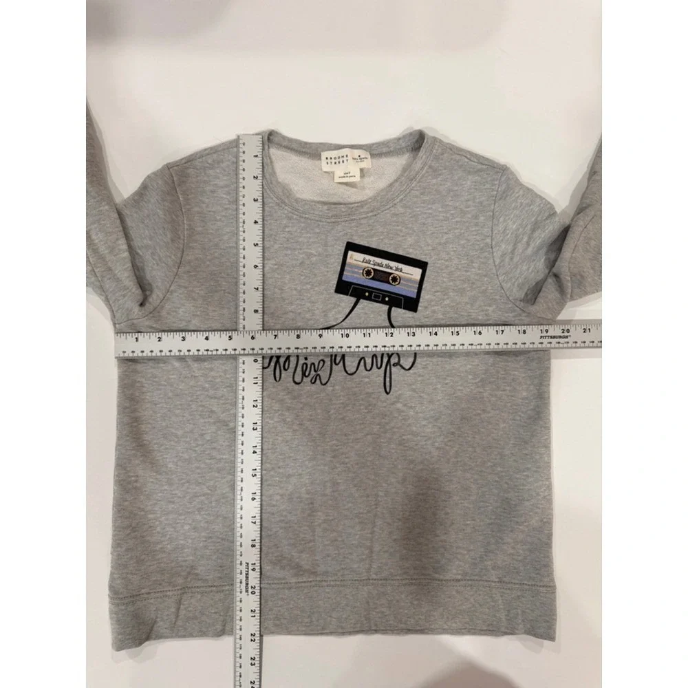 Kate Spade New York Broome Street Cassette Tape Mix It Up Sweatshirt Gray Size S - Picture 9 of 9